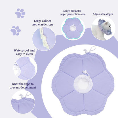 Pet protective collar showing extended diameter for wound healing