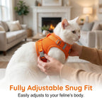 Nitvei blue medium cat harness being adjusted for a snug secure fit