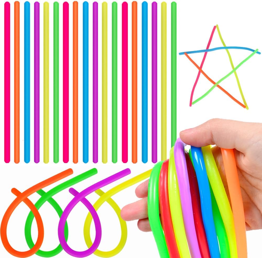 Estimable 100 pieces colorful stretchy fidget strings front view