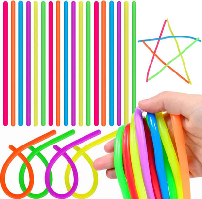 Estimable 100 pieces colorful stretchy fidget strings front view