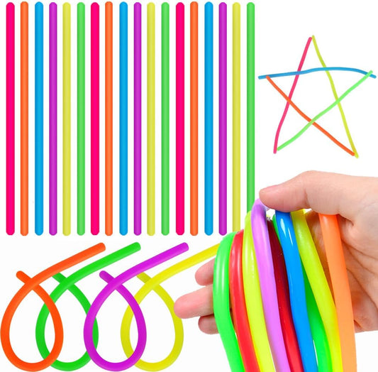 Estimable 100 pieces colorful stretchy fidget strings front view