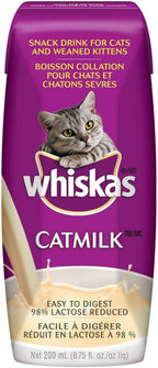 Aurora Pet Whiskas Catmilk pour shot demonstrating its smooth liquid texture.