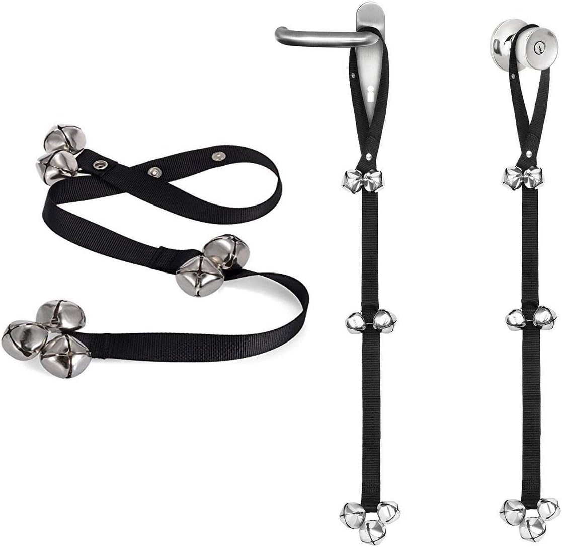 Adjustable nylon strap dog potty training bells for small and large breeds.