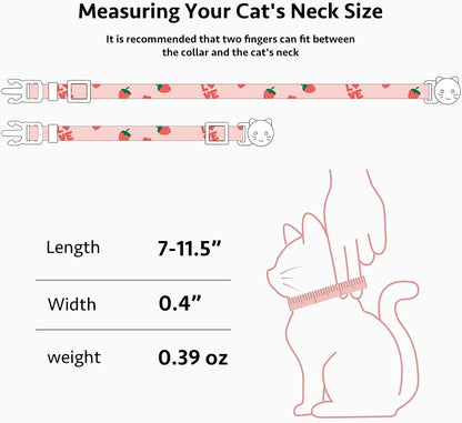 White heart charm adjustable cat collar detailed stitching and premium cotton texture