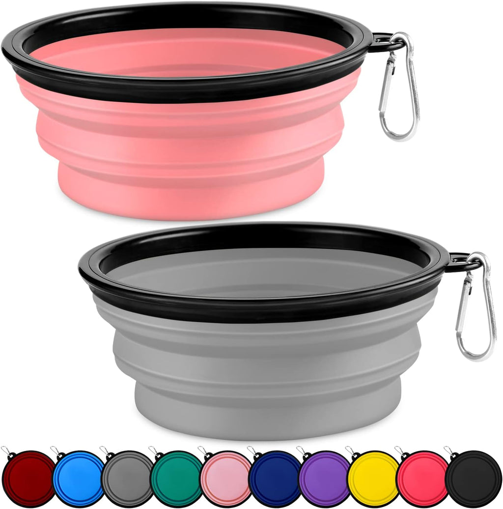 Collapsible Dog Bowls-2 Pack Large Size for Large/Medium Dogs, Pet Travel Water Bowl, Dogs Cat Portable Water Bowl, Dog Pet Feeding Watering Dish Outdoor Hiking Parking Traveling with 2 Carabiners - Image 9