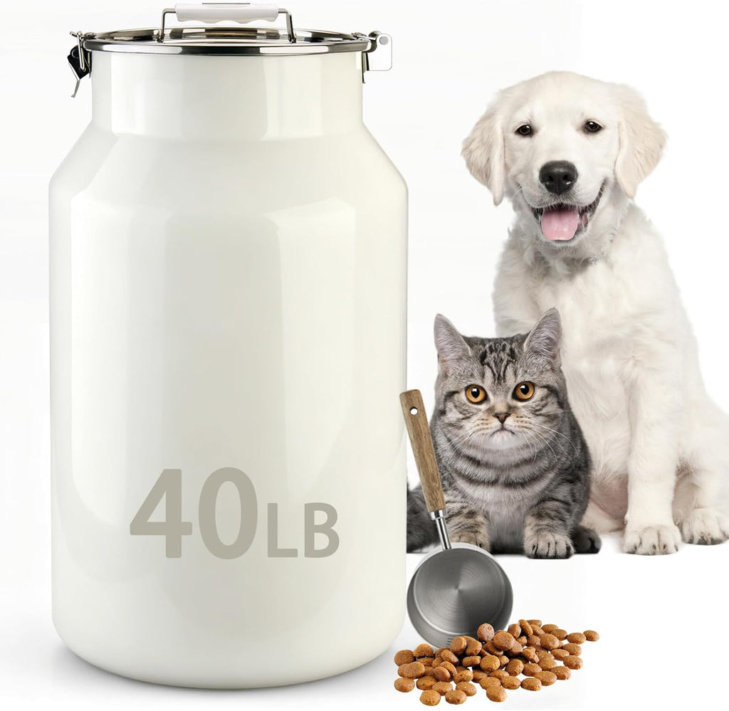 Aloxina 40 pound stainless steel pet food storage container front view