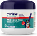 Vetnique Dermabliss Chlorhexidine Medicated Wipes front view packaging for pet skin care.