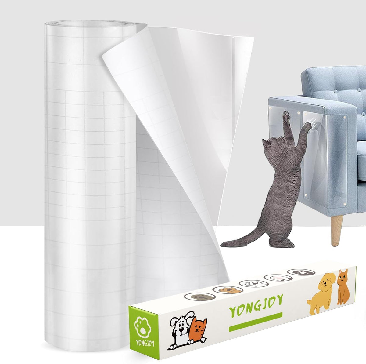 yongjoy Cat Scratch Furniture Protector, 158" x 11.8" Clear Tape | 0.12mm thick vinyl, flexible design, customizable size, residue-free removal, suitable for fabric furniture - Image 10