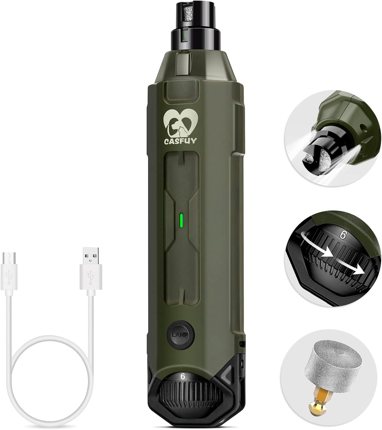 Casfuy 6-Speed Dog Nail Grinder - Newest Enhanced Pet Nail Grinder Super Quiet Rechargeable Electric Dog Nail Trimmer Painless Paws Grooming & Smoothing Tool for Large Medium Small Dogs (Blue) - Image 10