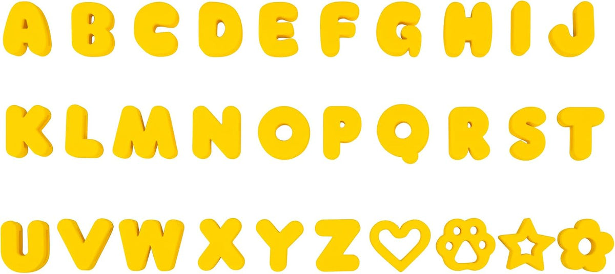 Wisedog silicone letter dog collar charms front view yellow alphabet pet id set