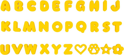 Wisedog silicone letter dog collar charms front view yellow alphabet pet id set