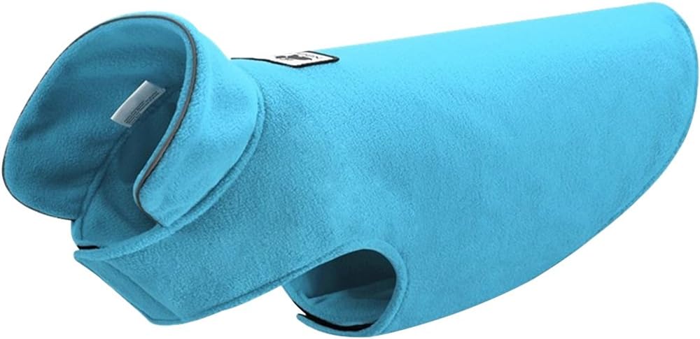 Grey fleece dog winter jacket with reflective safety strips