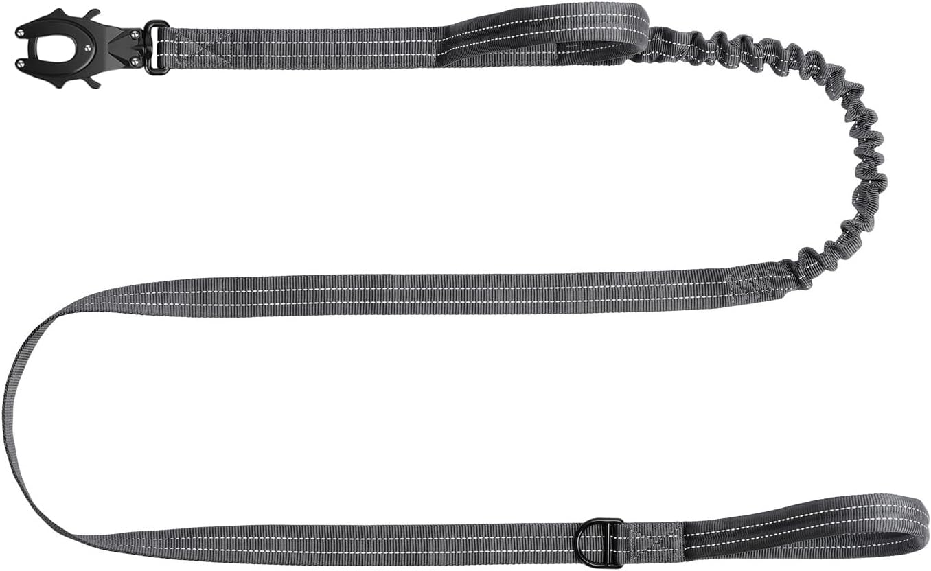 ICEFANG Tactical Dog Leash,K9 Training Walking Bungee Lead with 2 Control Handle,Heavy Duty Quick Release Metal Clasp,Hands Free D-Ring for Medium Large Dogs (4ft,Reflective Brown) - Image 13