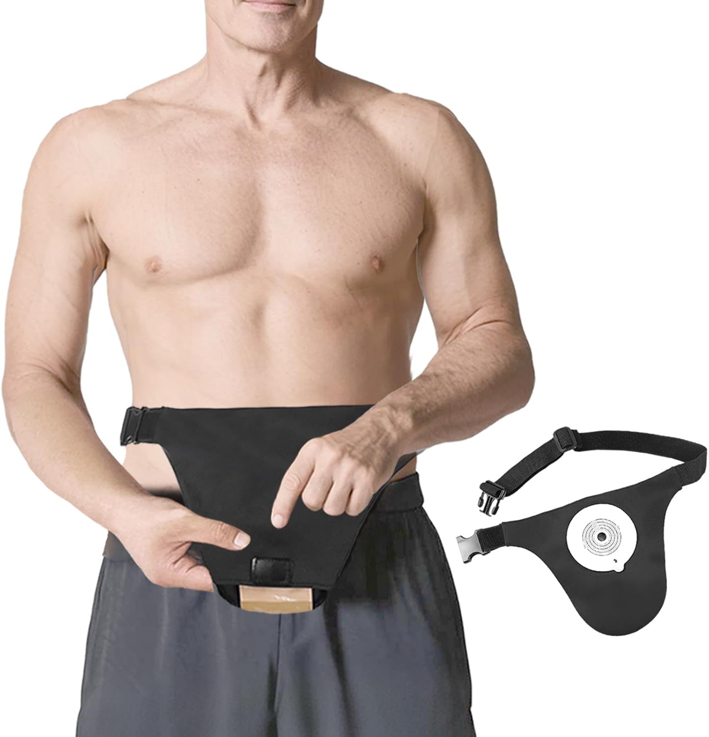 HJKEMI adjustable stealth ostomy belt front view for men and women