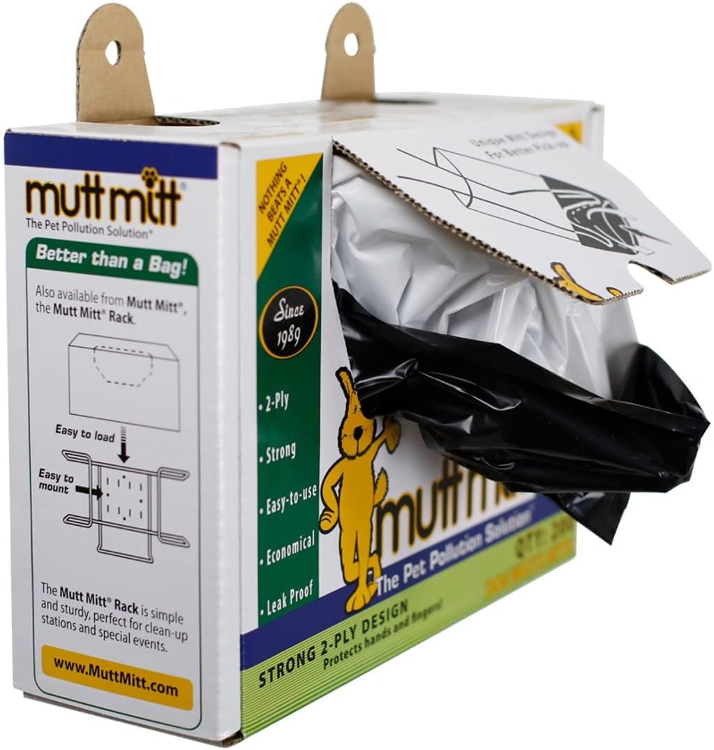 Mutt Mitt white and black heavy duty puncture resistant dog poop bags