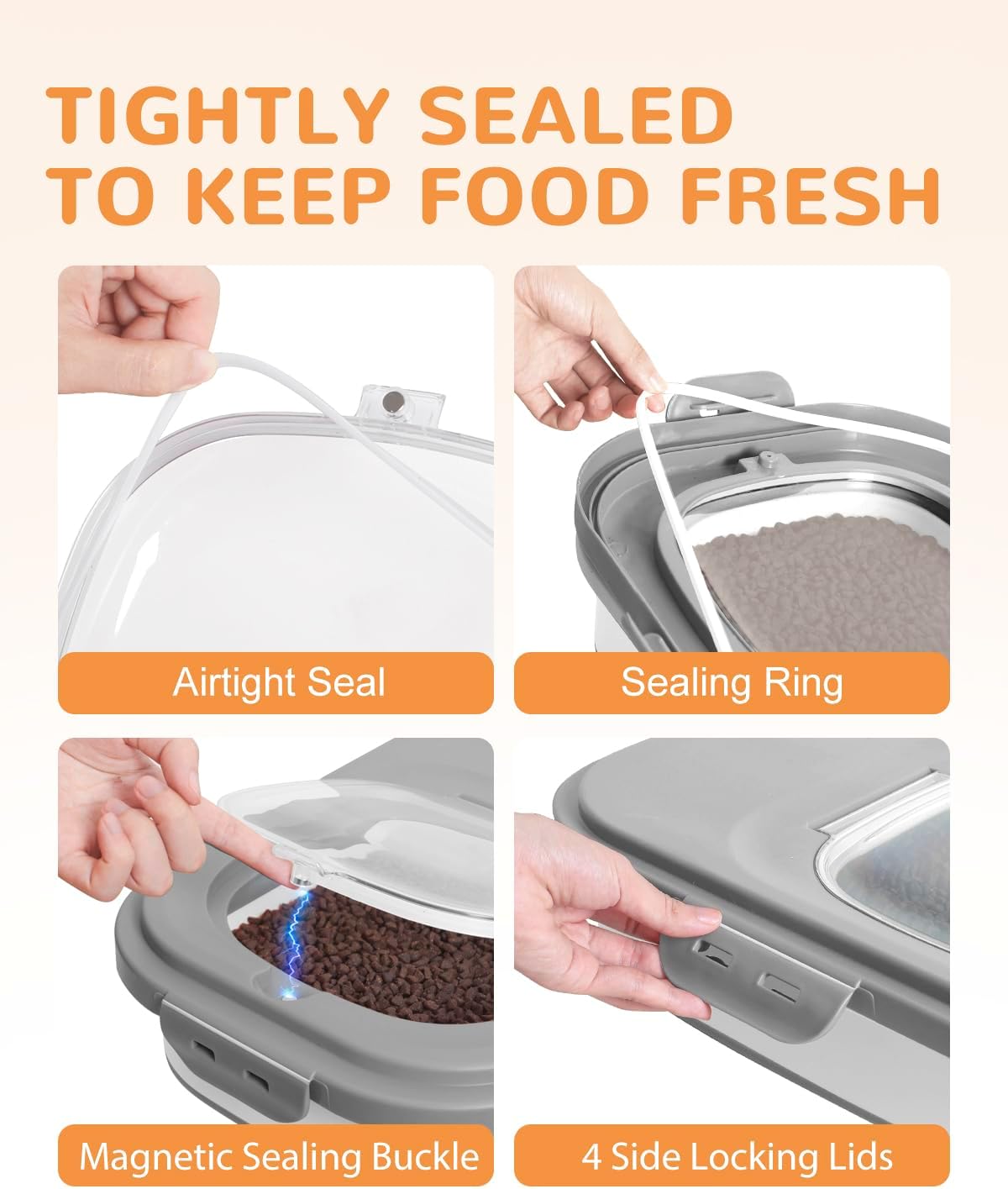 Ddmommy pet food container with rolling wheels and magnetic lid
