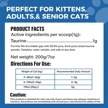 Plynxe PurrVita feline daily wellness amino acid supplement measuring scoop