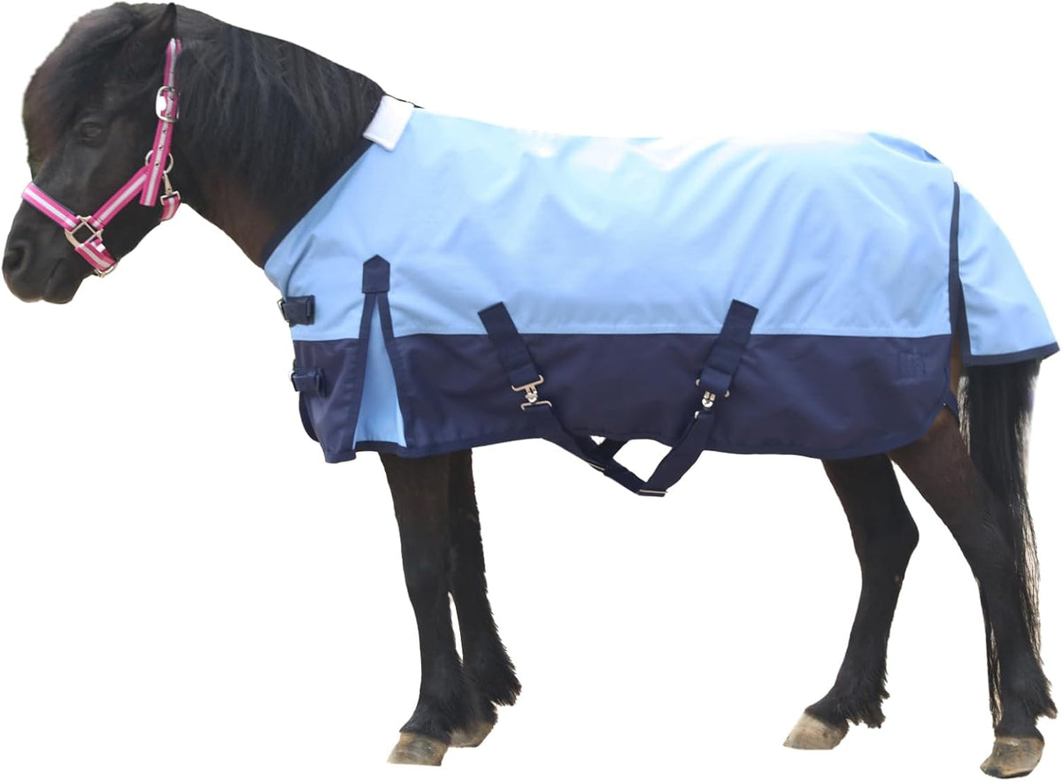 Gallopoff Mini Horse 1200D Turnout Blanket front view in light blue color
