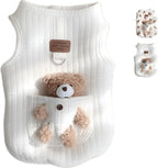 Cute Pet Apparel Plush Bear Pattern Cartoon Dog Clothes All Season Sleeveless Puppy Kitten Pullover Soft Skin-Friendly (White2, M (4.4-7.7lbs)) - Image 9