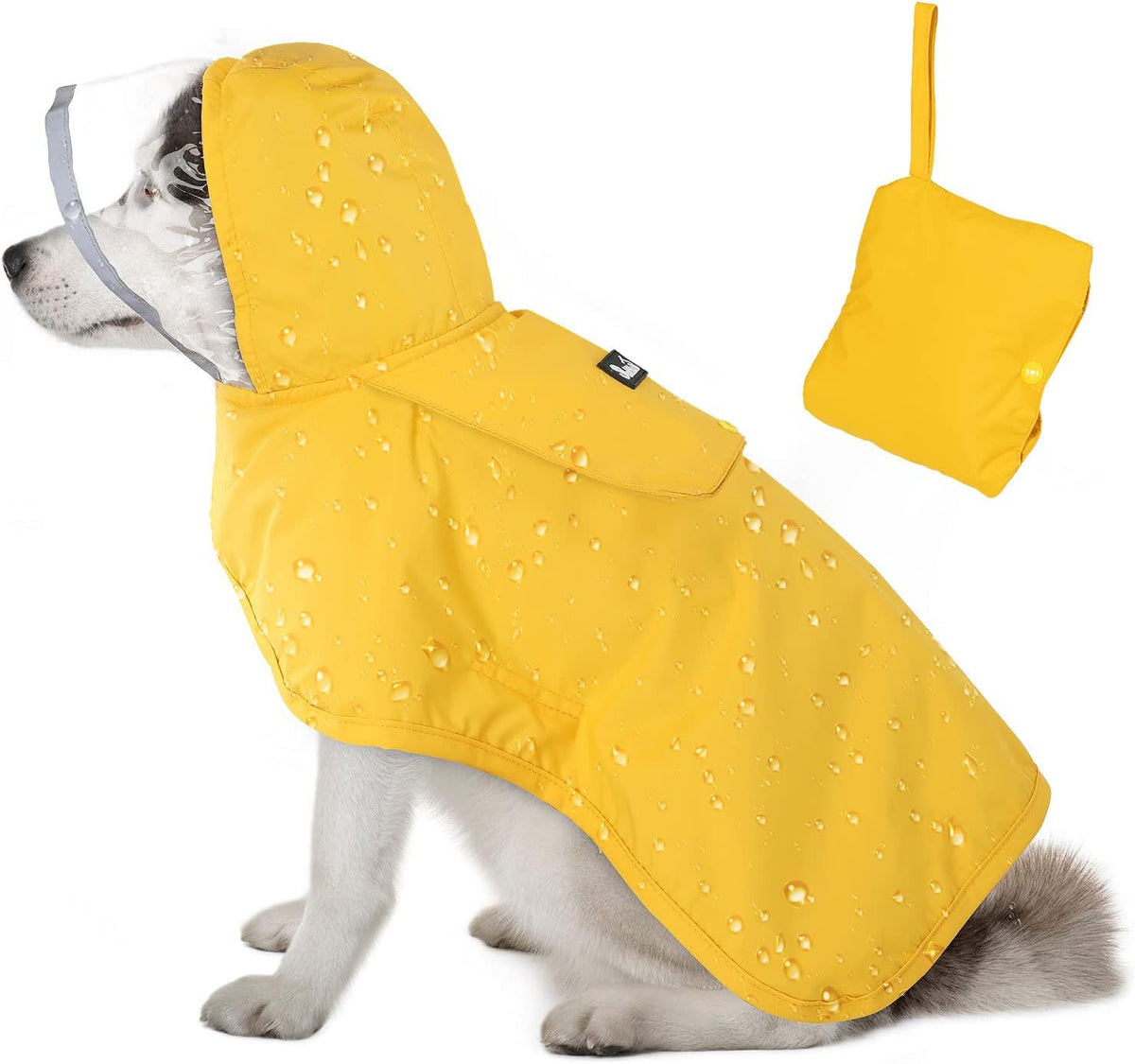Lukovee dog raincoat yellow front view premium imported pet apparel