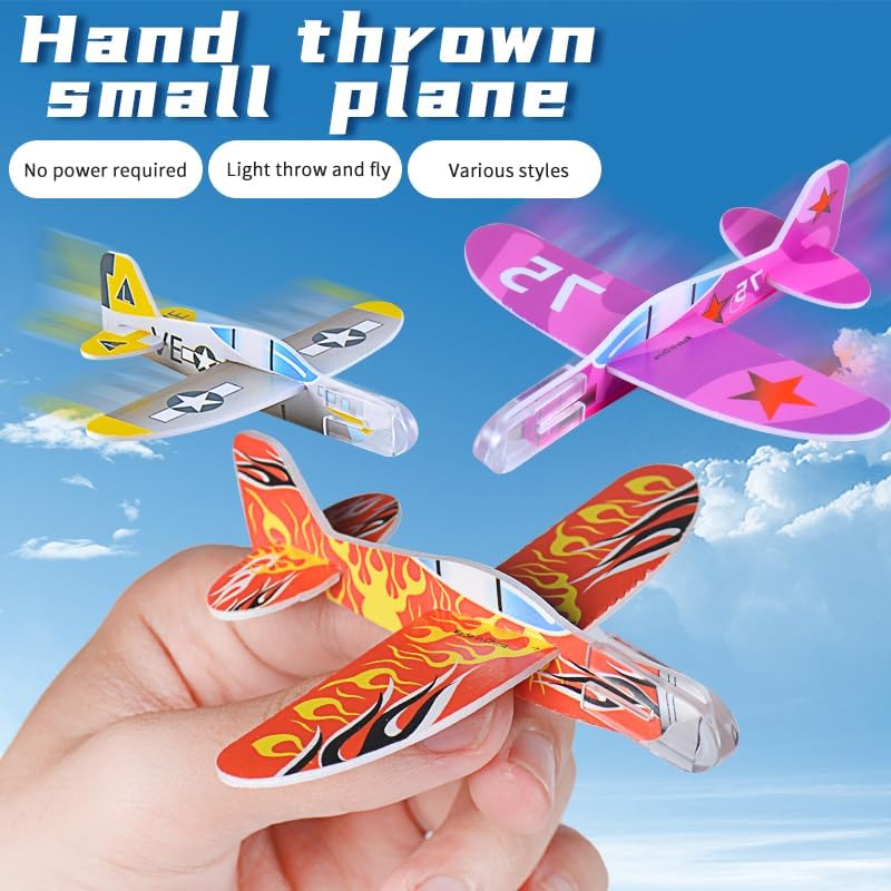 LUCKY GUESS 50 Pcs Foam Gliders Planes Toys, Paper Airplane, Assorted Colors, Easy Assembly, Perfect for Party Favors & Classroom Prizes, Outdoor Flying Toys for Kids Boys and Girls - Image 3