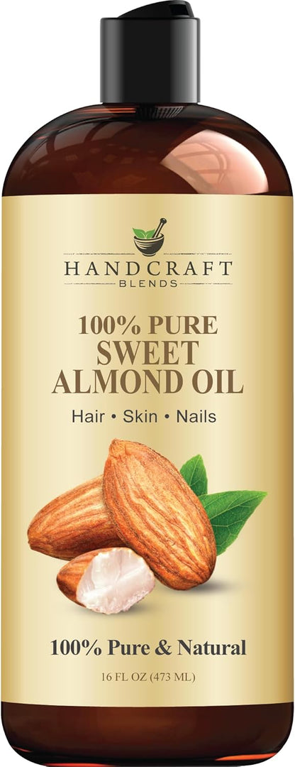 Handcraft Blends Sweet Almond Oil | 100% Pure and Natural | Bath & Body Oil | Premium Grade Carrier Oil | Skin | Hair | Body | Massage | Hexane-Free | 16 Fl Oz - Image 1