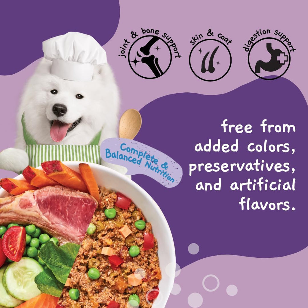 Six pack of Moochie Home Cooked wet dog food pouches