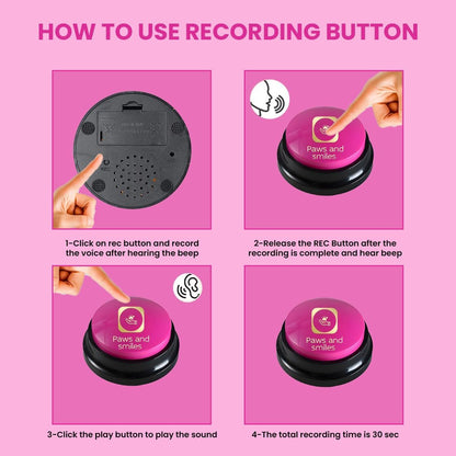 Paws and Smiles pet talking buttons showing the recording mechanism on the device