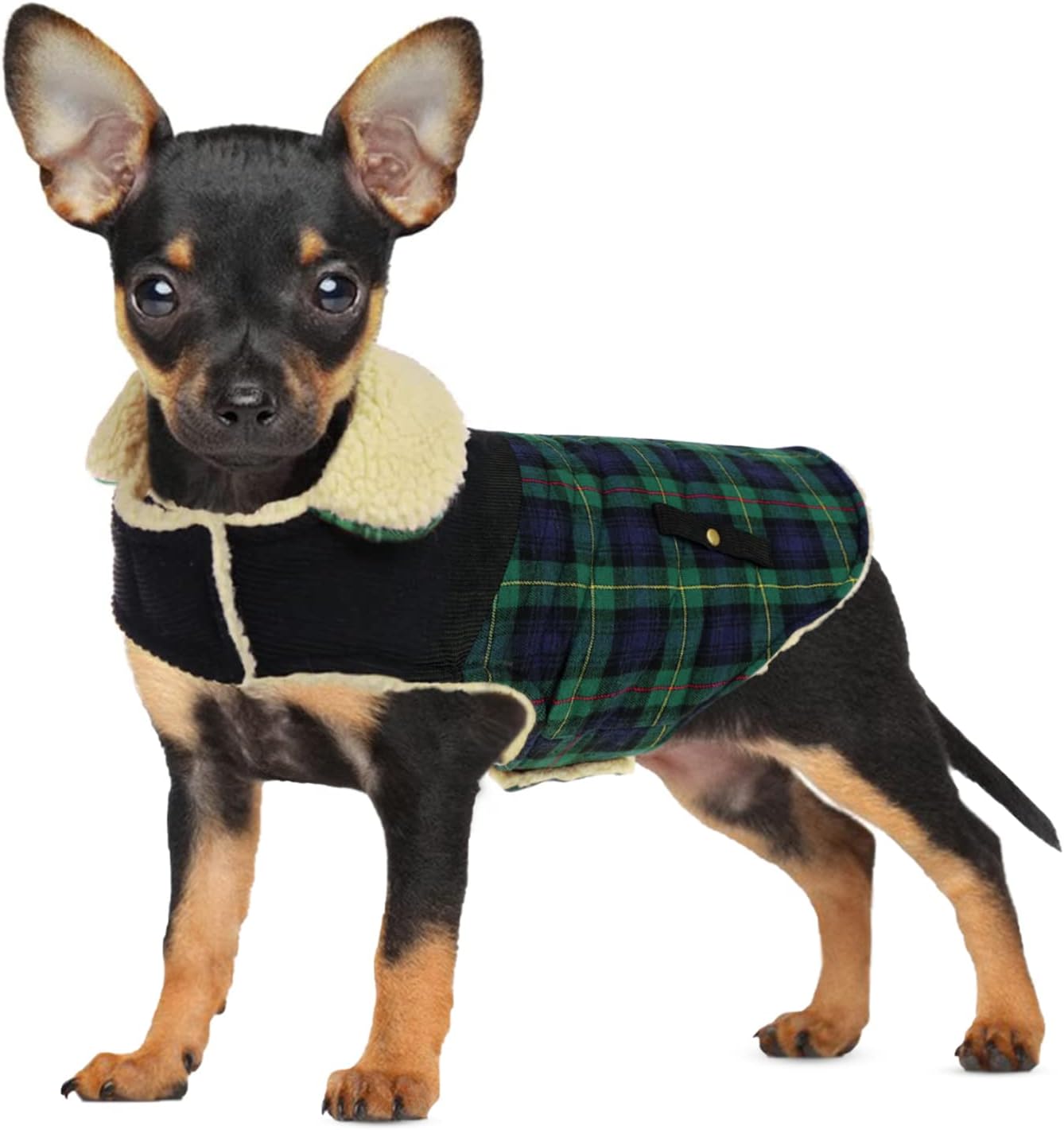 Winter Coat for Small and Medium Dogs, Puppy Plaid Jacket, Cotton Coat for Cold Weather, Windproof Warm Dog Garments, Pet Thickened Outfits Indoor Outdoor, Red S - Image 11