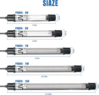 Close up of 7 Watt UV sterilizer components