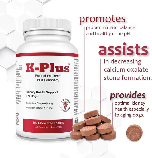K Plus Potassium Citrate plus Cranberry 100 tablets dog bladder health remedy