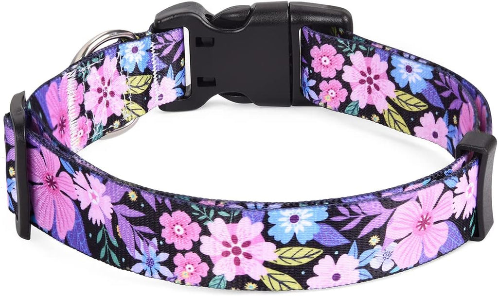 Mihqy floral pink tribal pattern dog collar side view