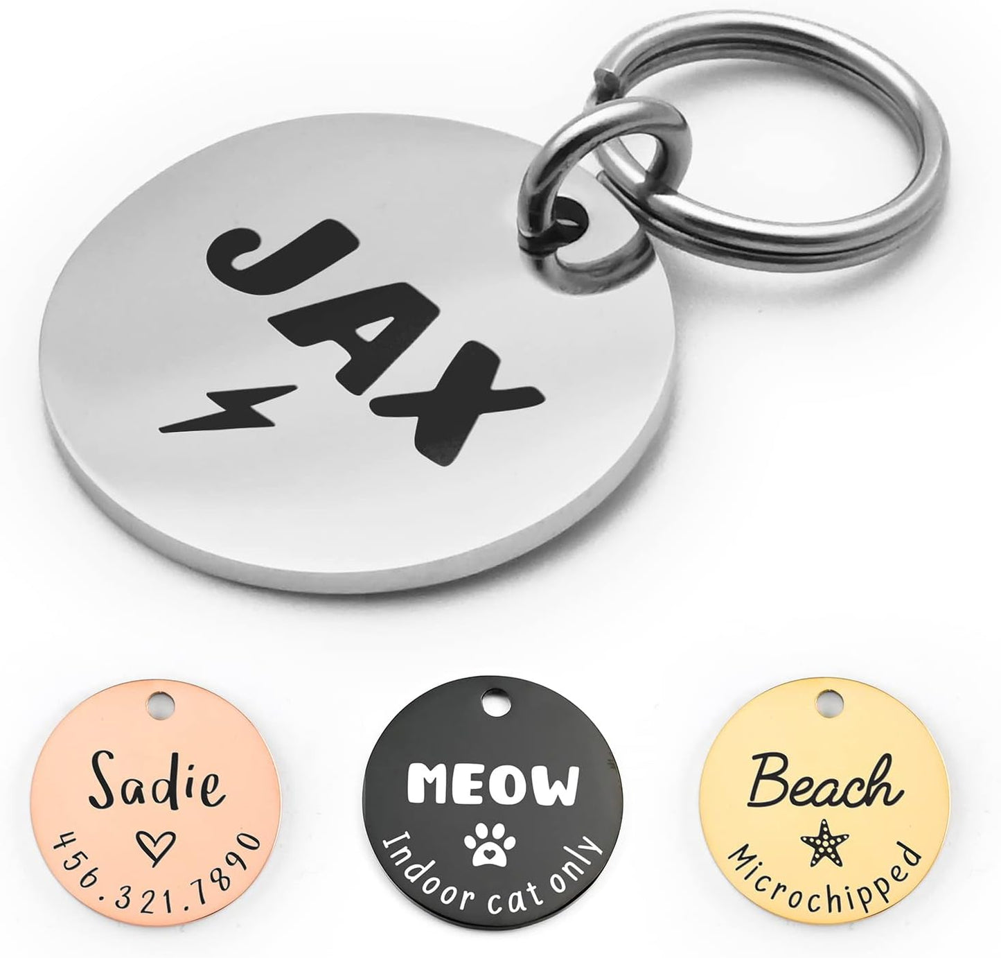 Personalized Lovely Symbols Dog Tags and Cat Custom Engraved Stainless Steel Pet ID Tag (X-Small, Rose Gold) - Image 11