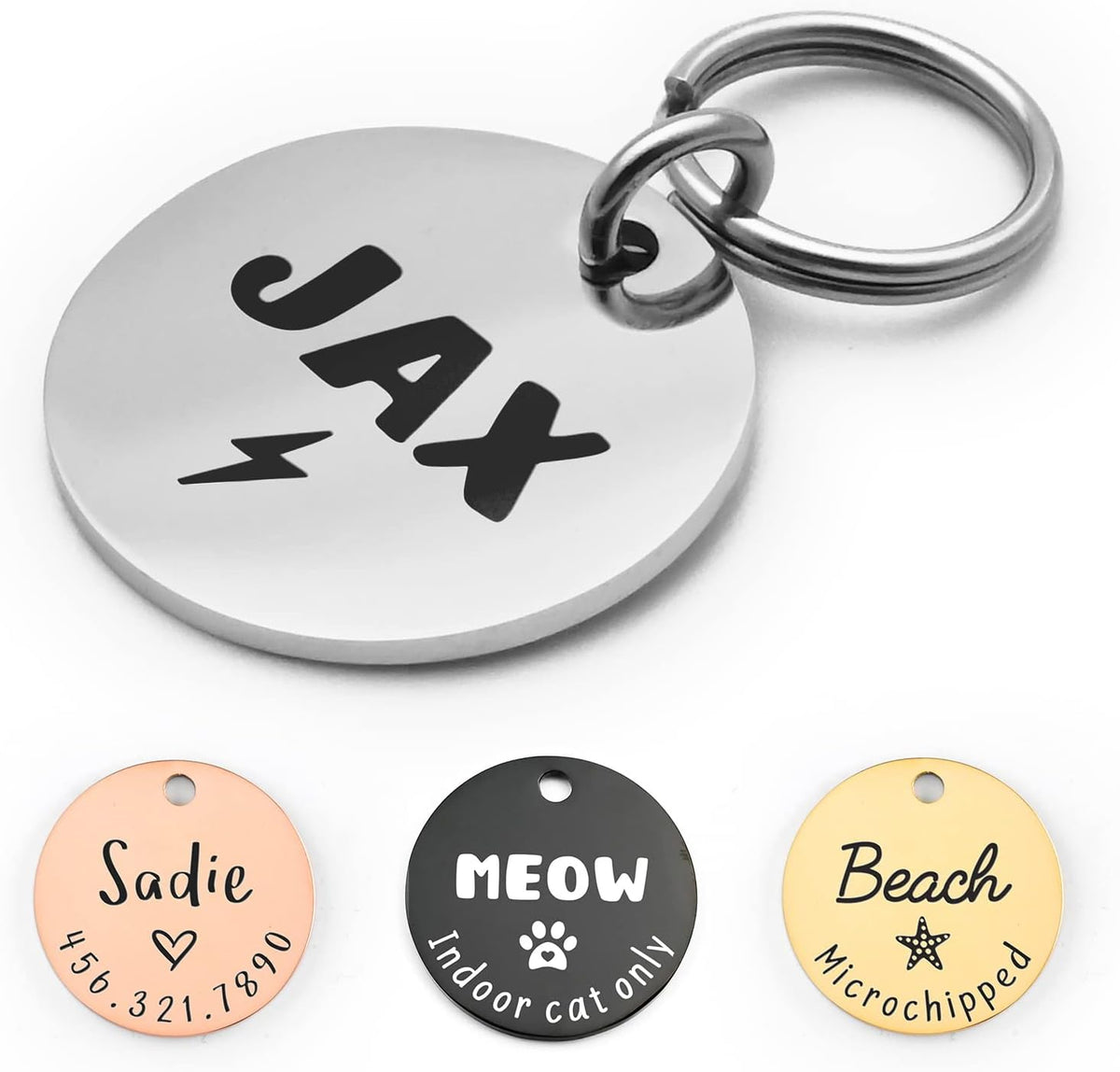 Personalized Lovely Symbols Dog Tags and Cat Custom Engraved Stainless Steel Pet ID Tag (X-Small, Rose Gold) - Image 11