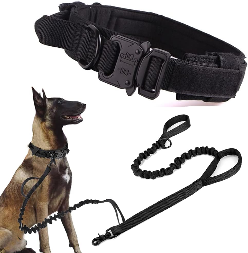 Tactical Dog Collar Adjustable Military Nylon Dog Collar with Control Handle and Heavy Duty Metal Buckle for Medium and Large Dogs (Brown,L) - Image 13