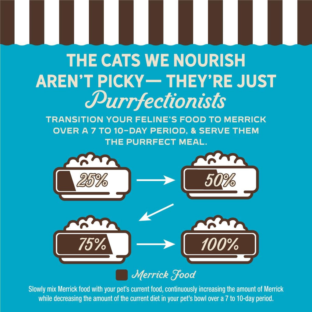 Premium natural grain-free cat food packaging for Merrick Cod recipe