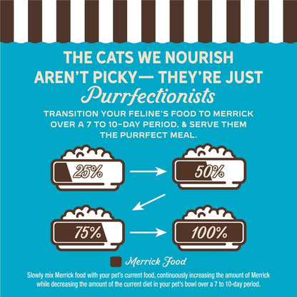 Premium natural grain-free cat food packaging for Merrick Cod recipe