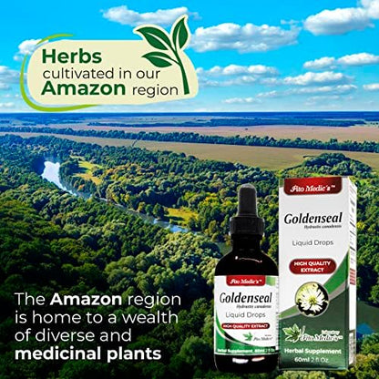 Herbal Island Goldenseal liquid drops displaying the respiratory support benefits on the label
