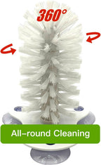 Interactive green feeder ball and three small detailed cleaning brushes