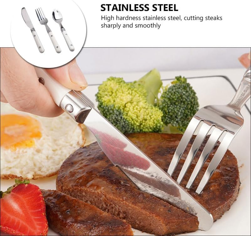 Close up of Besportble stainless steel cutlery heads showing mirror finish