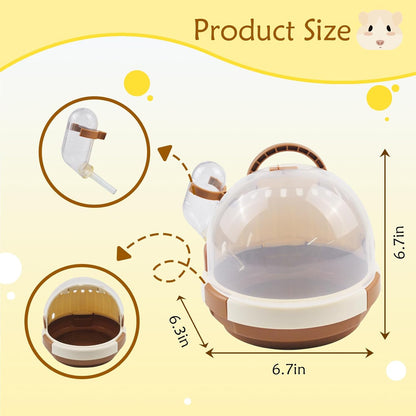 Hamster Carrier Cage PortableCages Small Animals Carry Travel Case with Water Bottle Plastic BreathableGuinea Pig Outgoing Cage for Dwarf Hamster Ferret Chinchillas Hedgehog (Brown) - Image 2