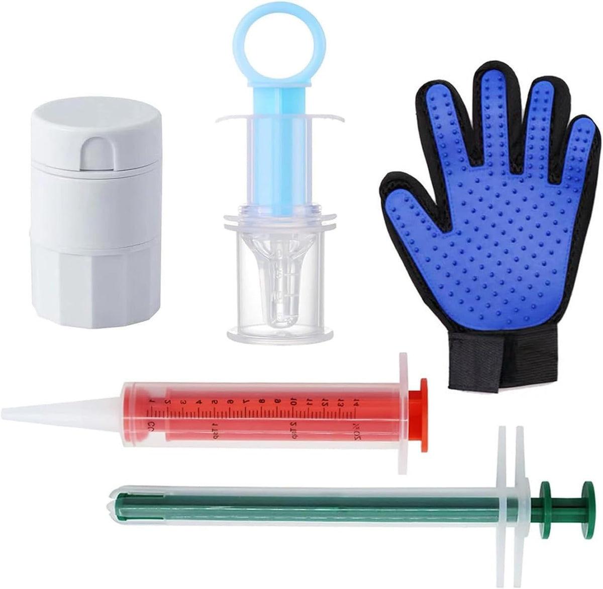 TrekaYumo 5-in-1 pet medication kit with pill shooter and grooming glove