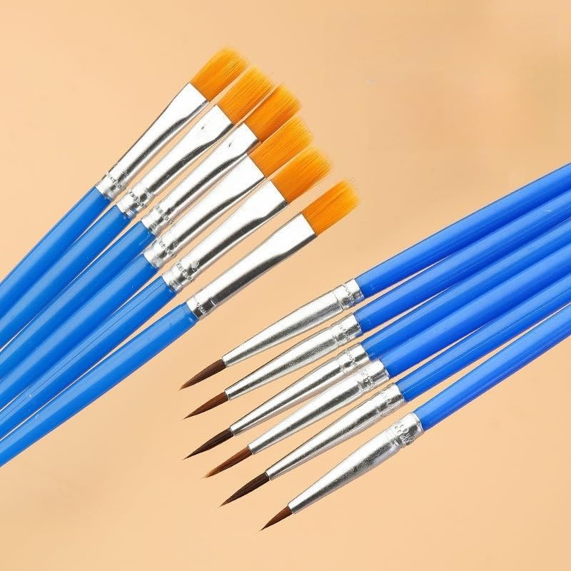 Artstorys premium nylon paint brushes set thirty pieces front view showcasing blue handles and assorted tips