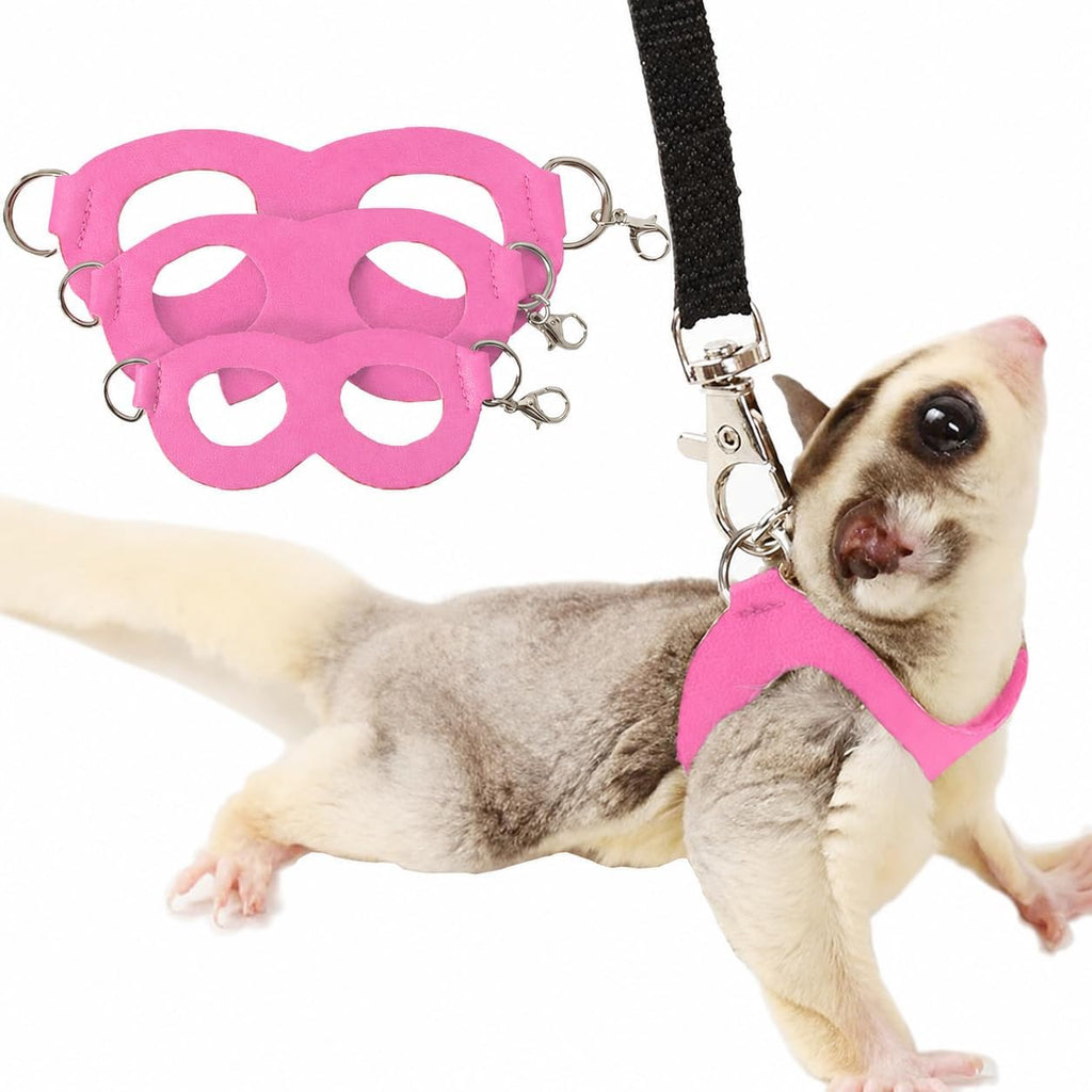 Meow and Woof sugar glider harness and leash set front view pink small animal walking vest