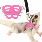 Meow and Woof sugar glider harness and leash set front view pink small animal walking vest