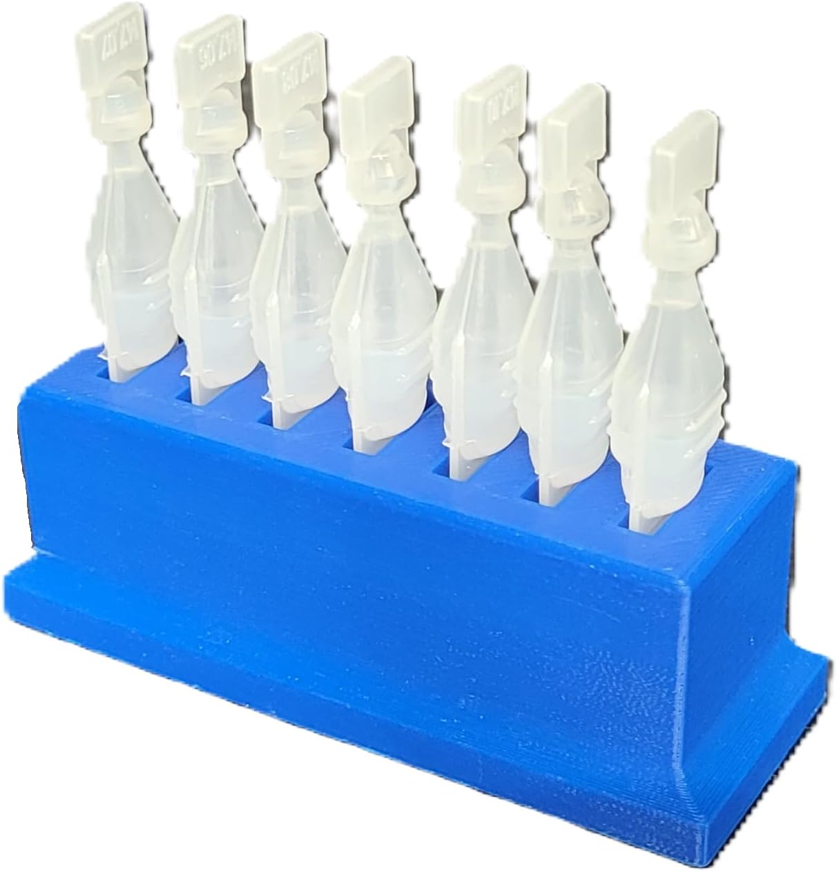Znet3D Eye Drops Vial Holder front view showing seven slots for disposable eye drop containers