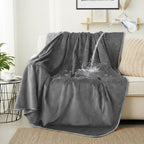 Waterproof Dog Blankets Pet Blanket 50"x60", Soft Fluffy Sofa Car Bed Protector, Reversible Sherpa Fleece Dog Blanket for Large Dogs(Dark Grey-Paws) - Image 15