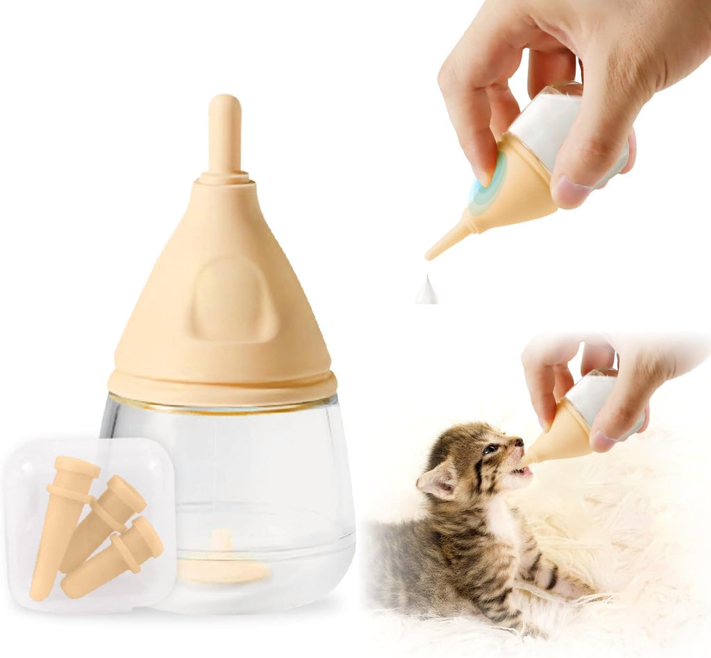 RockTech Ergonomic Kitten Bottle Feeding kit, Puppy Bottles for Nursing Puppy Milk -40ml Anti-Choking Slow Flow Nursing Bottle for Newborn Kittens/Puppies/Small Animals,Silicone Feeder (Blue) - Image 9