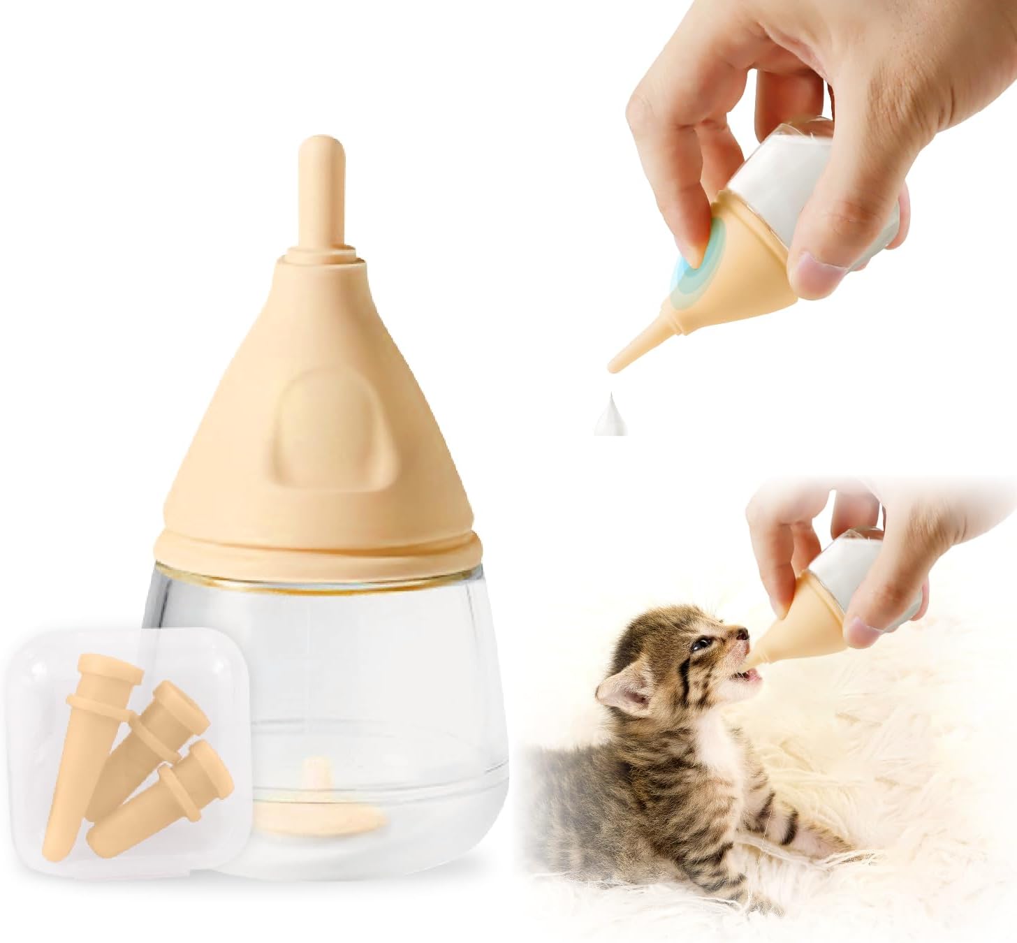RockTech Ergonomic Kitten Bottle Feeding kit, Puppy Bottles for Nursing Puppy Milk -40ml Anti-Choking Slow Flow Nursing Bottle for Newborn Kittens/Puppies/Small Animals,Silicone Feeder (Blue) - Image 9