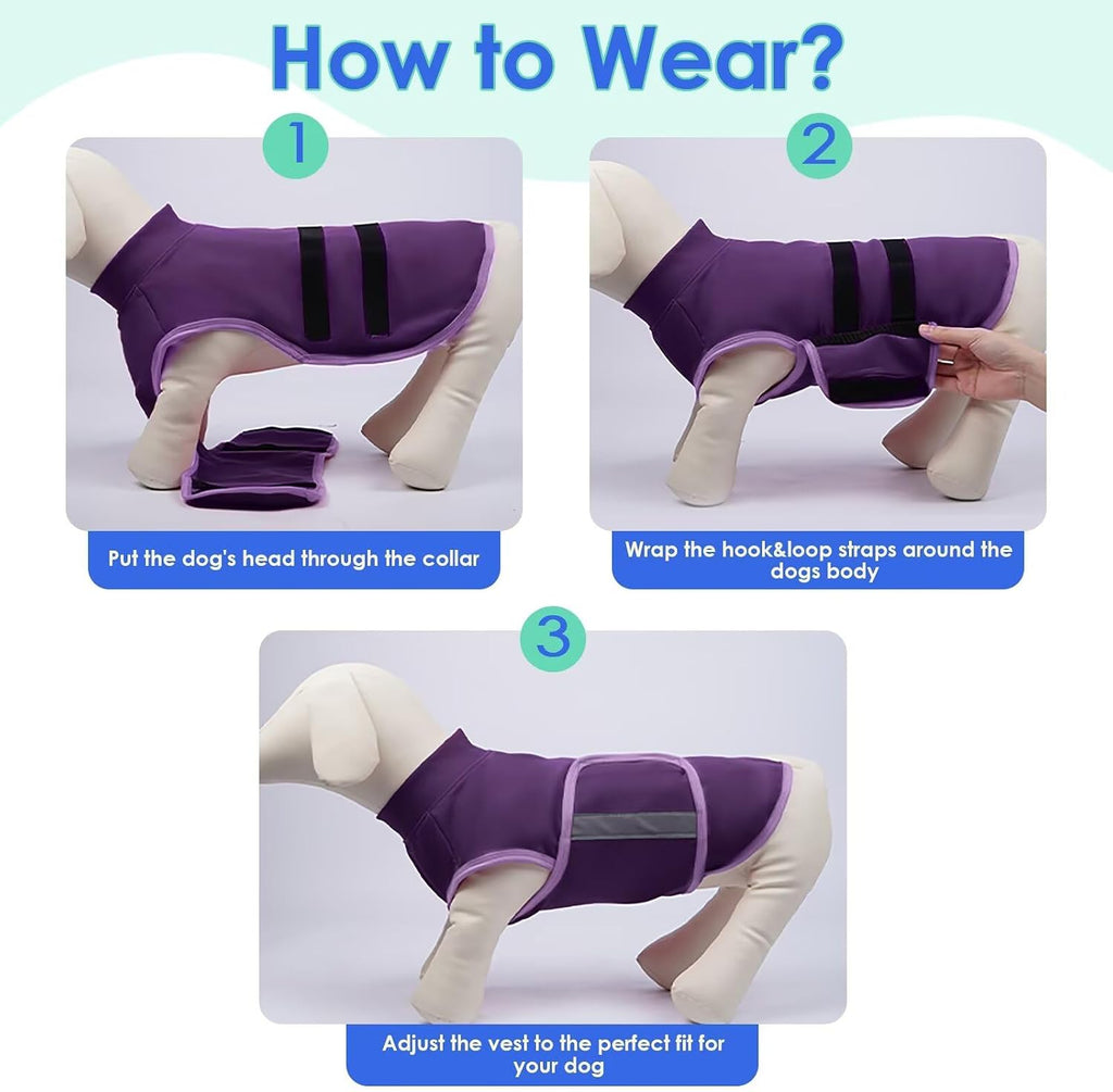 MIGOHI Dog Anxiety Relief Coat,Comfort Anxiety Vest for Dogs,Adjustable Dog Anxiety Calming Wrap for Fireworks,Thunderstorms,Travel,Separation,Anxiety Jacket for Small Dogs,S,Purple - Image 9